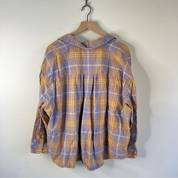 Flannel Oversized Boyfriend Shirt in Plaid in Dusk Peri size 3X - Picture 8 of 11